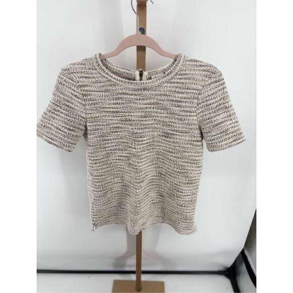 Anthropologie Tweed Striped Metallic Short Sleeve Top Women’s Size  Small - Picture 6 of 10